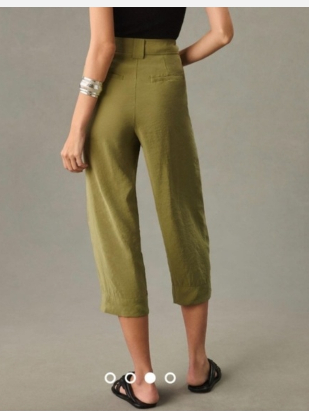 Anthropologie Olive MODAL Cropped Wide-Leg Trousers - Picture 2 of 4